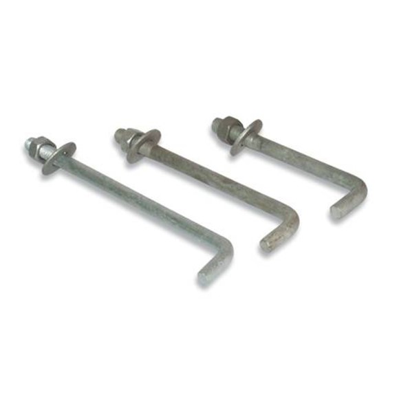 Contractor, Anchor Bolt, Galvanized, 5/8" x 16", Nut and Round Washer, 50 per Box, Price per Pallet of 48 Boxes