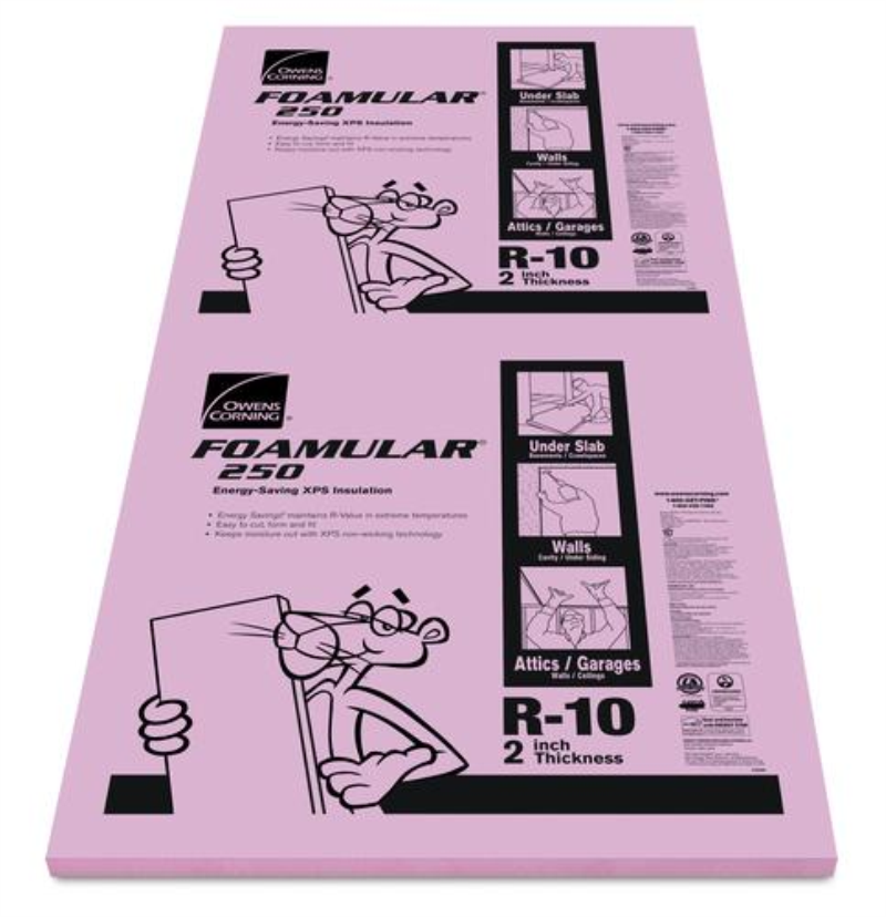 Owens Corning, Foamular Rigid Insulation, 250 SSE R10, 2" x 48" x 96