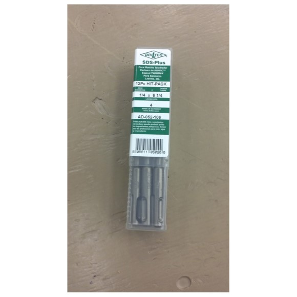 1/4" x 4" SDS Plus Single Cutter 12 Piece Hit Pack